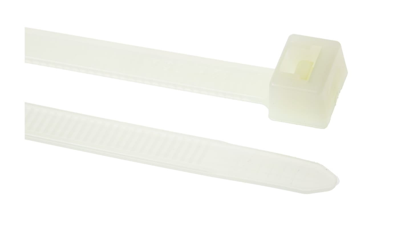 HellermannTyton Cable Tie, Inside Serrated, 365mm x 7.6 mm, Natural Polyamide 6.6 (PA66), Pk-100