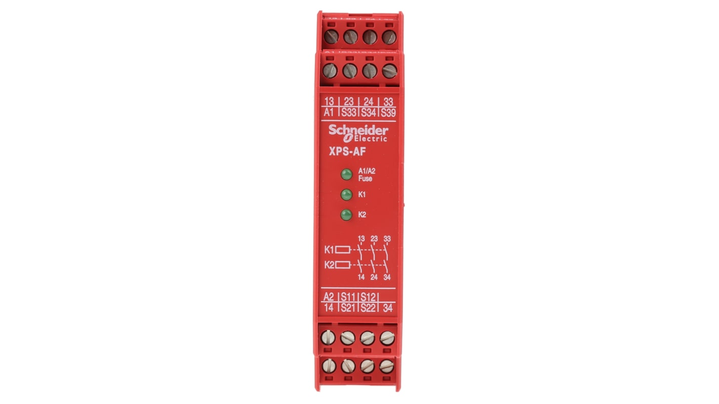 Relè di sicurezza Schneider Electric XPS AF, 24V ca/cc, 1, 2 canali, 3 contatti di sicurezza