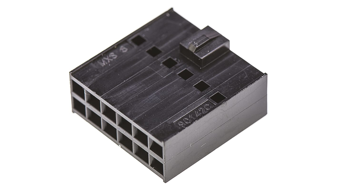 Carcasa de conector Molex 90142-0012, Serie C-Grid III, paso: 2.54mm, 12 contactos, 2 filas, Recto, Hembra