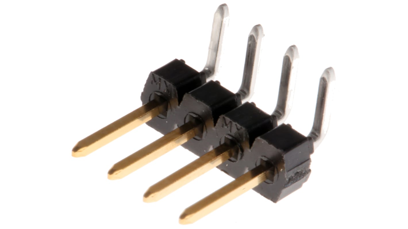 Molex ライトアングル ピンヘッダ 4極 2.54mm 1列, スルーホール実装