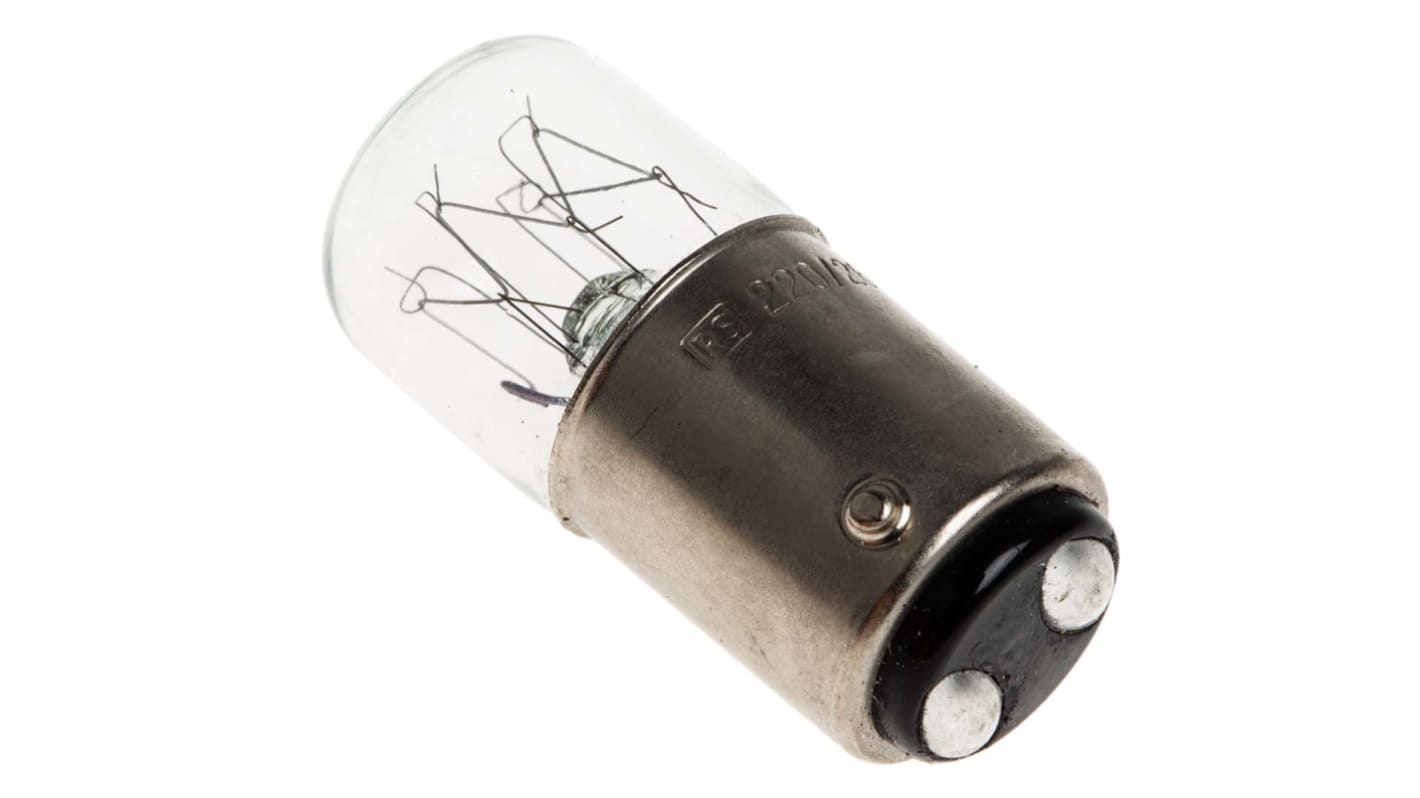RS PRO BA15d Indicator Light, Clear, 220 → 260 V, 38 mA, 3000h
