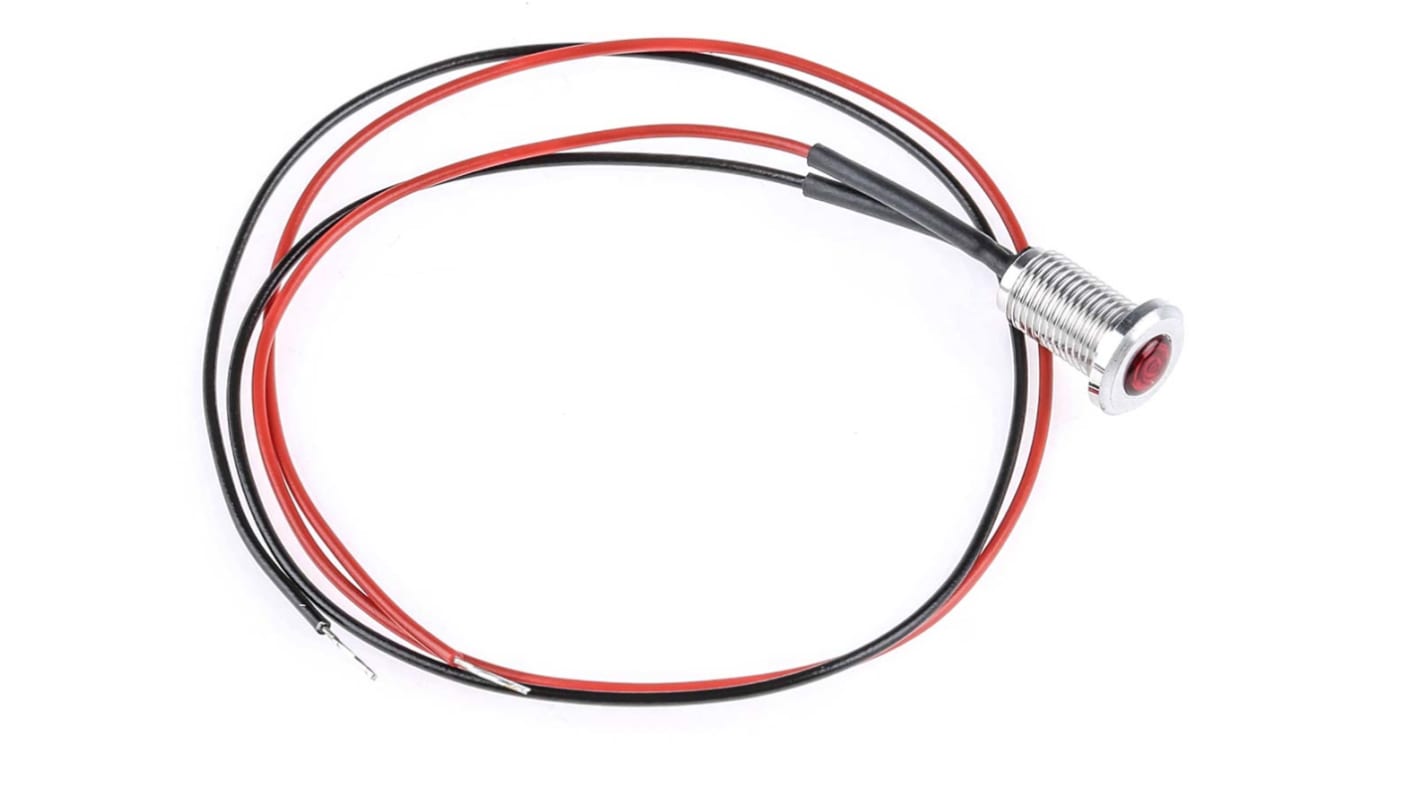 Indicatore da pannello Oxley Rosso  a LED, 12V ca, IP66, A filo, foro da 6.4mm