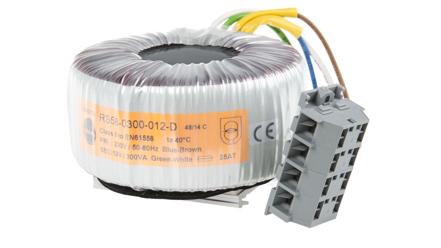 Nuvotem Talema 230V ac, 12V ac Toroidal Transformer, 300VA 1 Output Nuvotem Talema 230V ac, 12V ac Toroidal Transformer, 300VA 1 Output