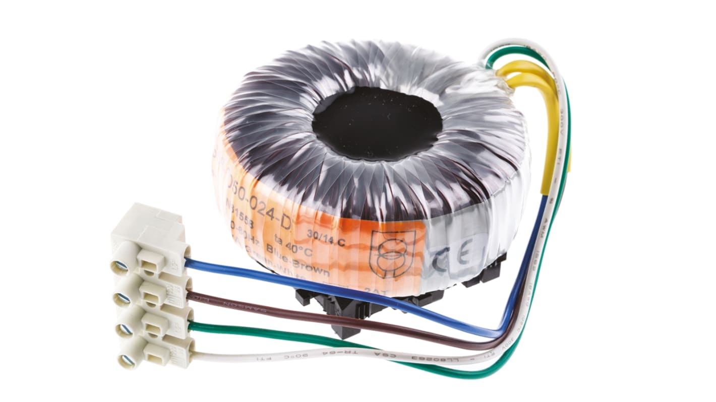 Nuvotem Talema 230V ac, 24V ac Toroidal Transformer, 50VA 1 Output