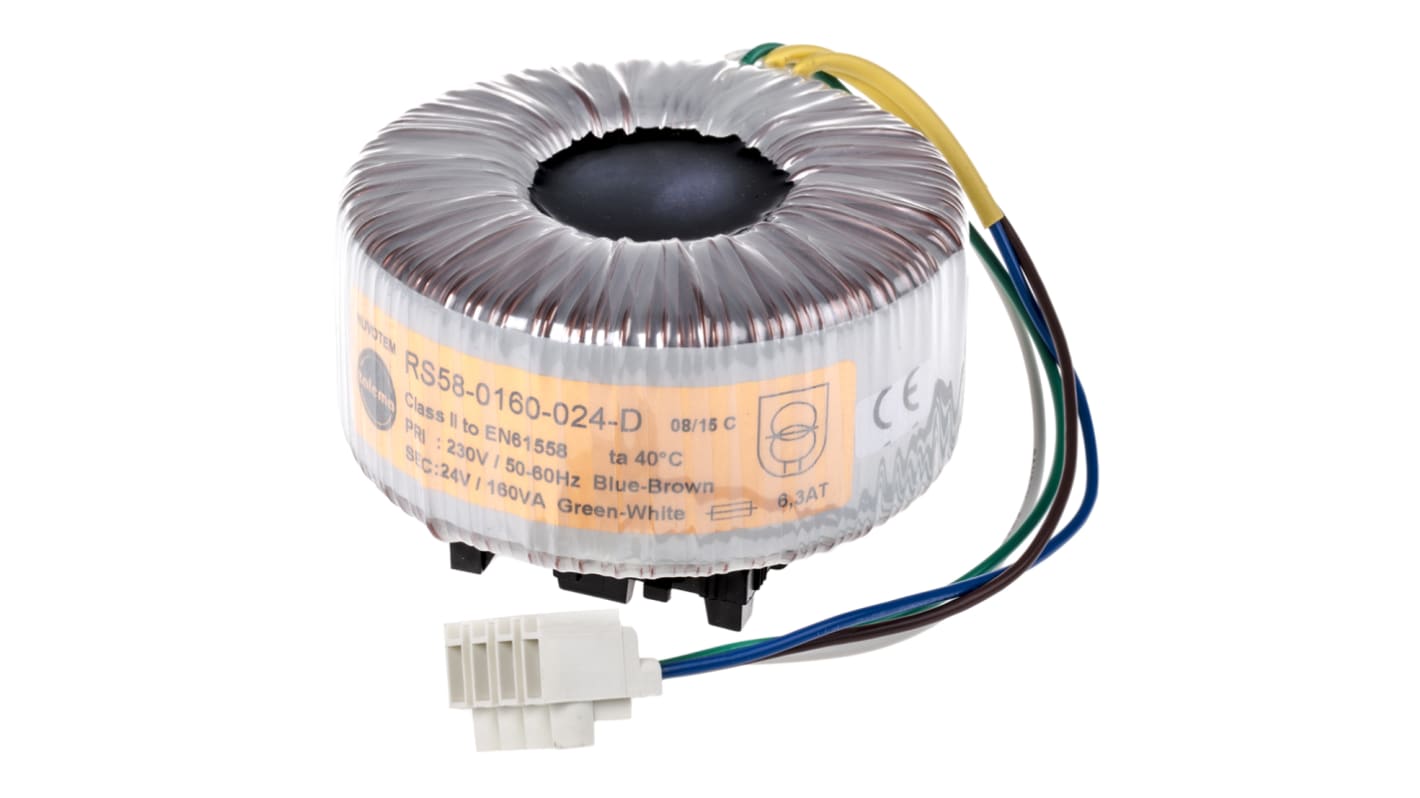 Nuvotem Talema 230V ac, 24V ac Toroidal Transformer, 160VA 1 Output