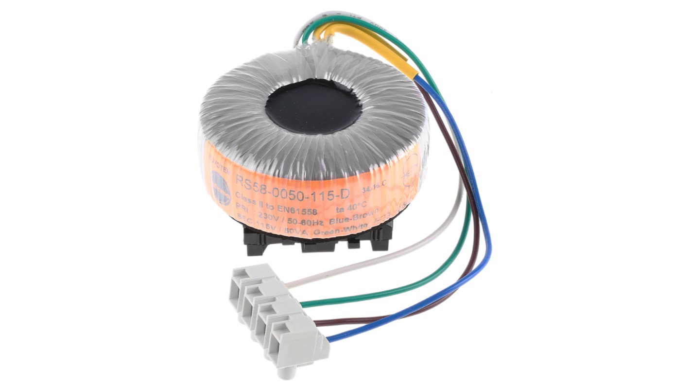Nuvotem Talema 230V ac, 115V ac Toroidal Transformer, 50VA 1 Output