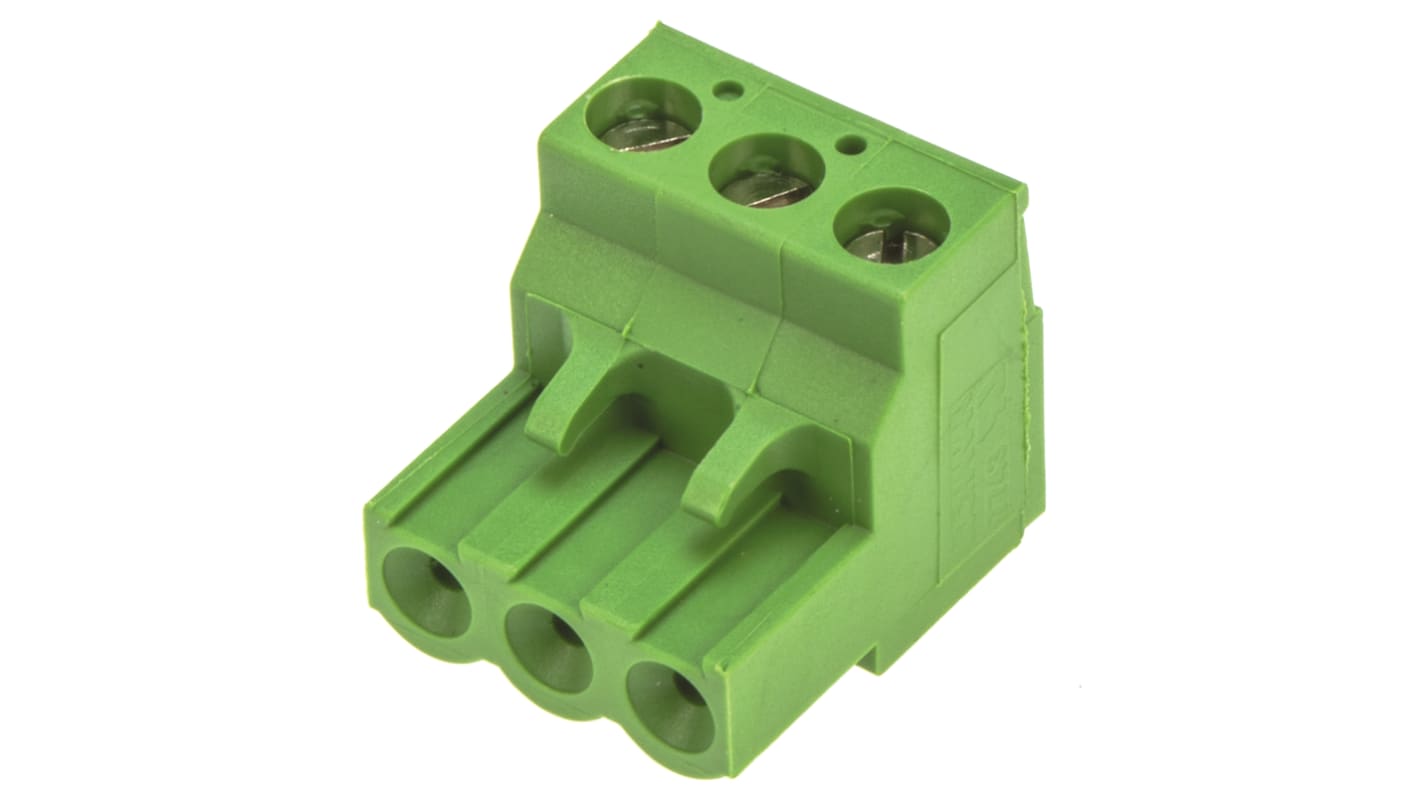 TE Connectivity, 5.08mm Pitch, 3 Way, Pluggable Terminal Block, Plug, Cable Mount, Screw Down Termination, 796634-3