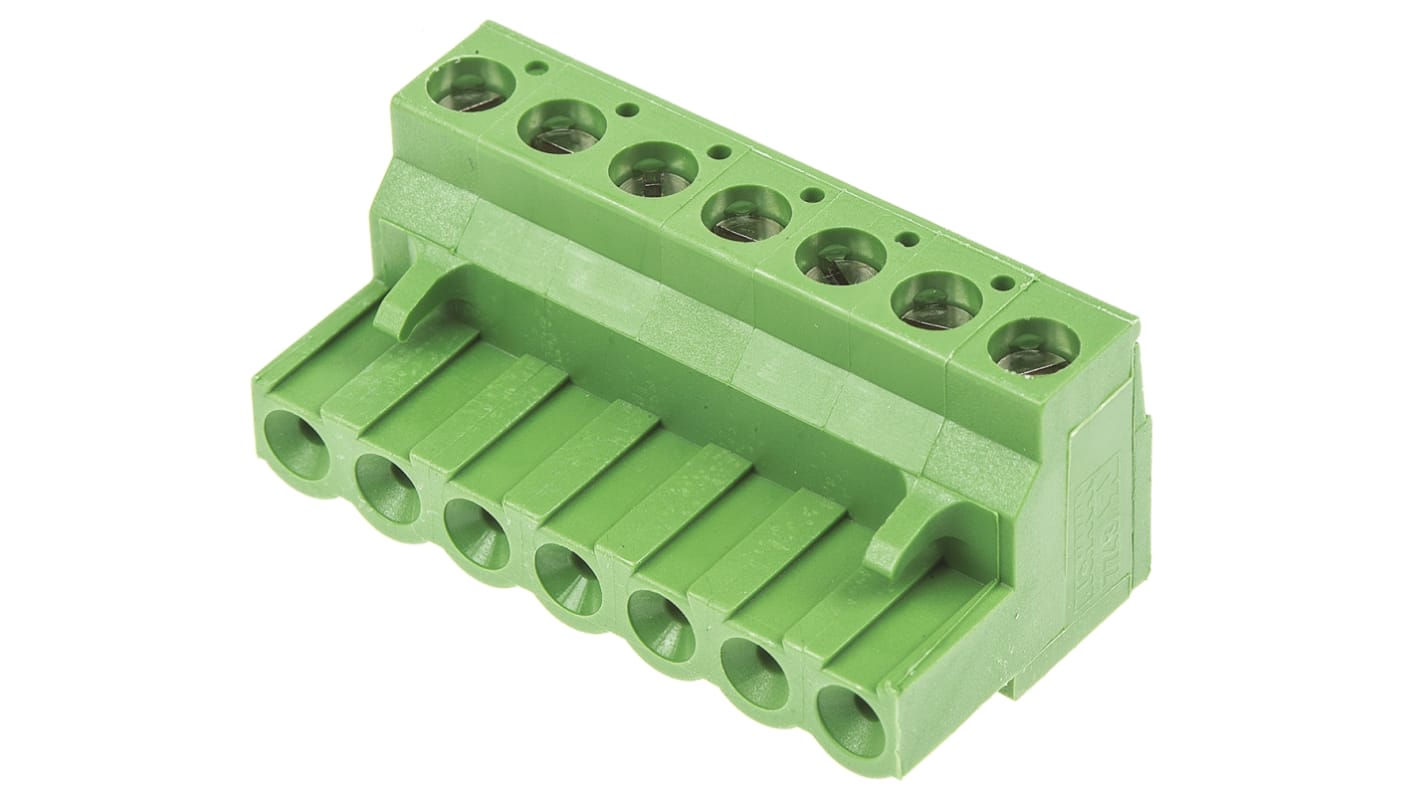 TE Connectivity, 5.08mm Pitch, 7 Way, Pluggable Terminal Block, Plug, Cable Mount, Screw Down Termination, 796634-7