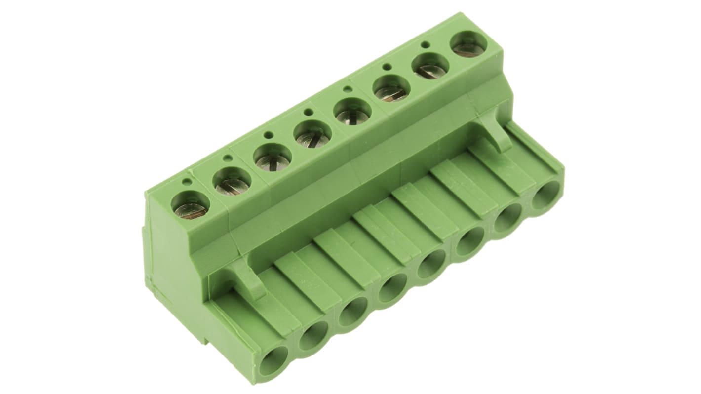 TE Connectivity, 5.08mm Pitch, 8 Way, Pluggable Terminal Block, Plug, Cable Mount, Screw Down Termination, 796634-8