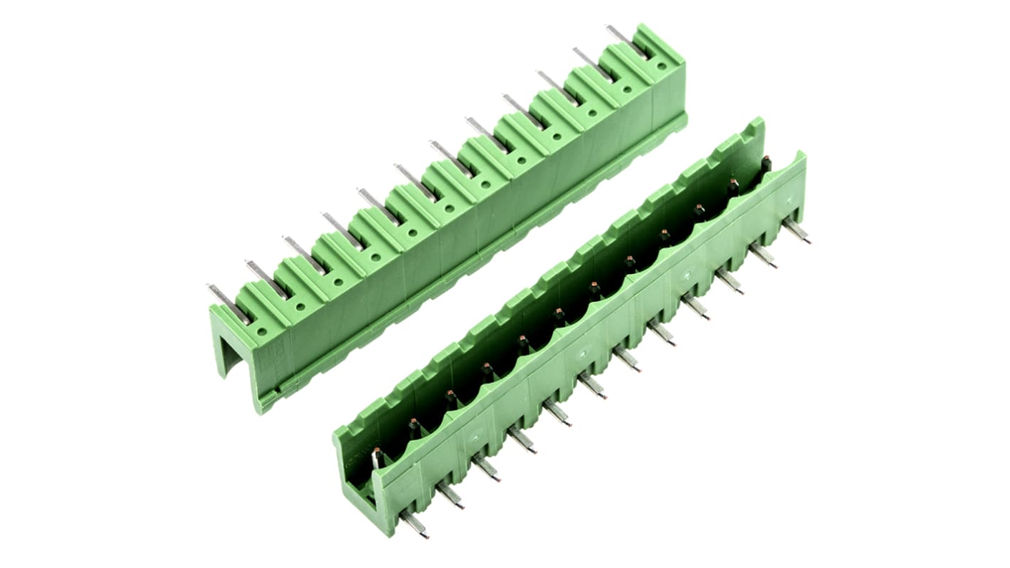 TE Connectivity 5.08mm Pitch 12 Way Right Angle Pluggable Terminal Block, Header, Through Hole, Solder Termination