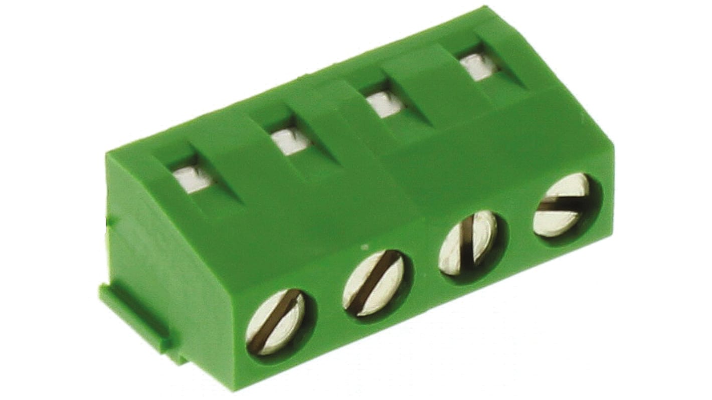 Morsettiera per circuito stampato TE Connectivity a 4 vie, 1 fila, passo 5mm, Montaggio con foro passante