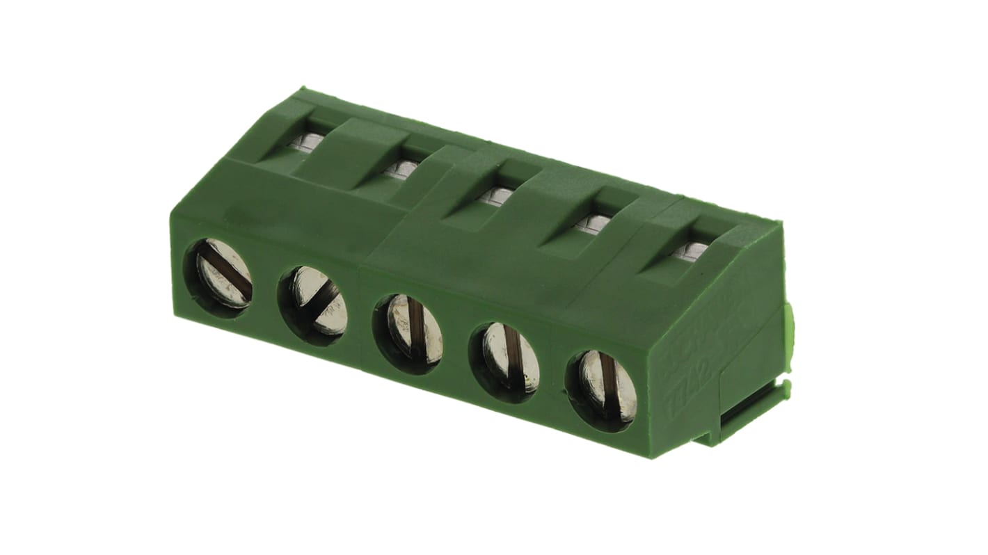Morsettiera per circuito stampato TE Connectivity a 5 vie, 1 fila, passo 5mm, Montaggio con foro passante