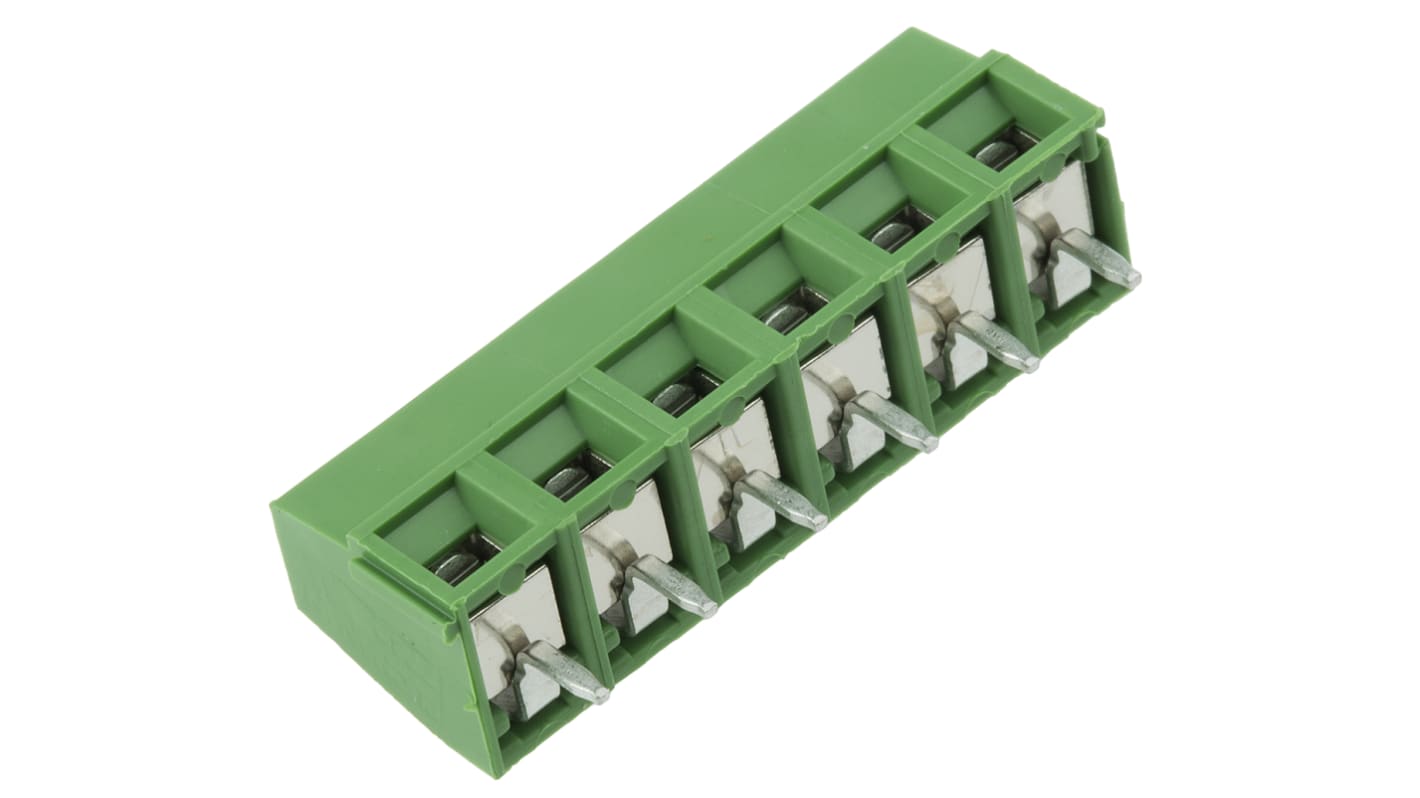 Morsettiera per circuito stampato TE Connectivity a 6 vie, 1 fila, passo 5mm, Montaggio con foro passante
