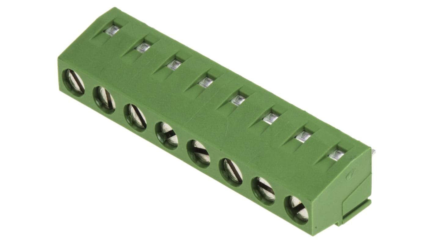 Morsettiera per circuito stampato TE Connectivity a 8 vie, 1 fila, passo 5mm, Montaggio con foro passante