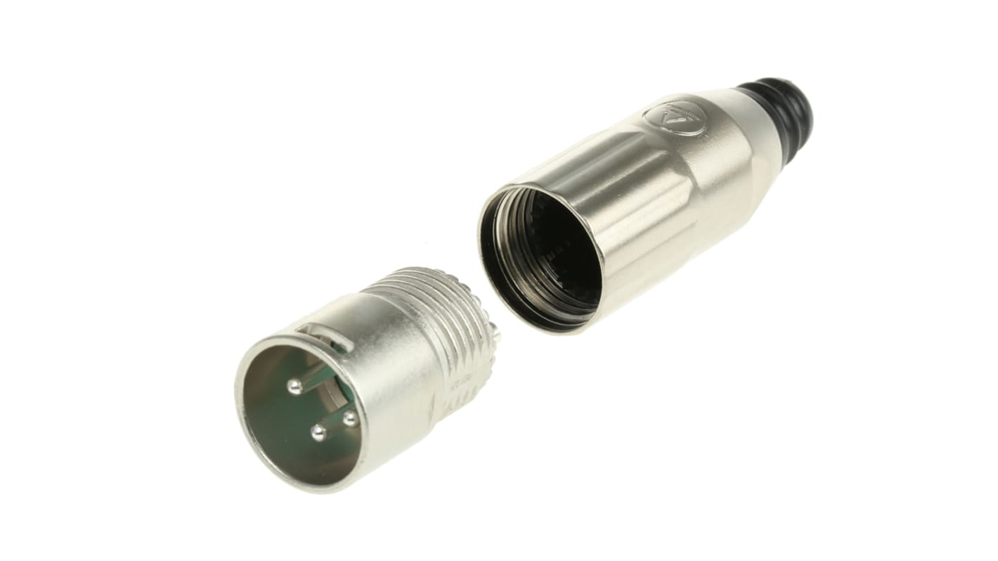 Switchcraft Cable Mount XLR Connector, Male, 3 Way, Silver Plating
