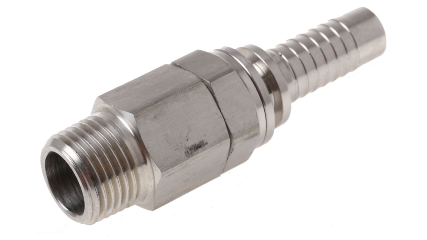 Portagomma in Acciaio inox RS PRO, 20 bar max, connessione BSP 1/2" maschio, diametro interno 1/2poll