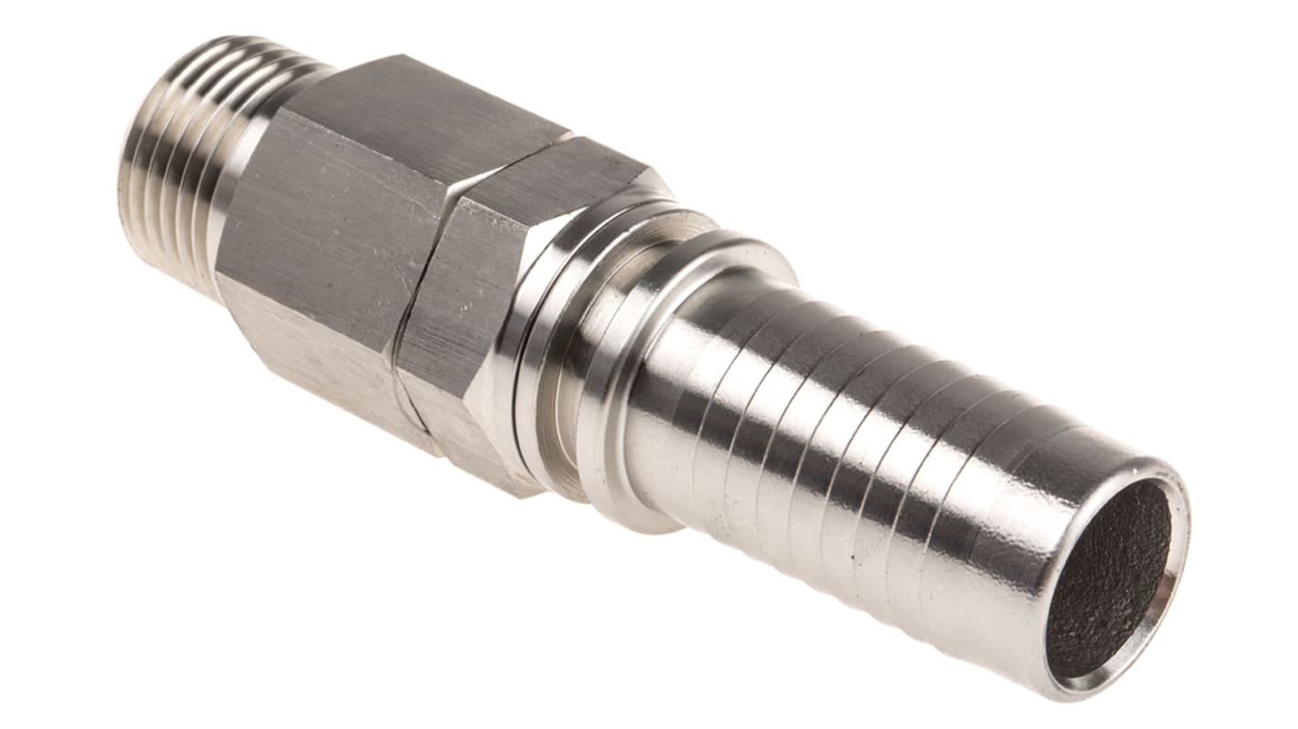 RS PRO Hose Connector Hose Tail Adaptor, BSP 1/2in 3/4in ID, 20 bar