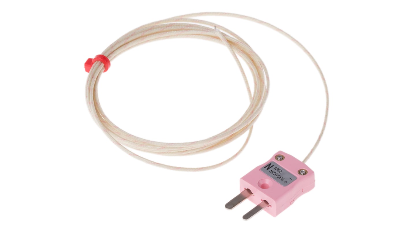 Termopar tipo N RS PRO, Ø sonda 1/0.3mm x 2m, temp. máx +350°C, cable de 2m, conexión , con conector miniatura