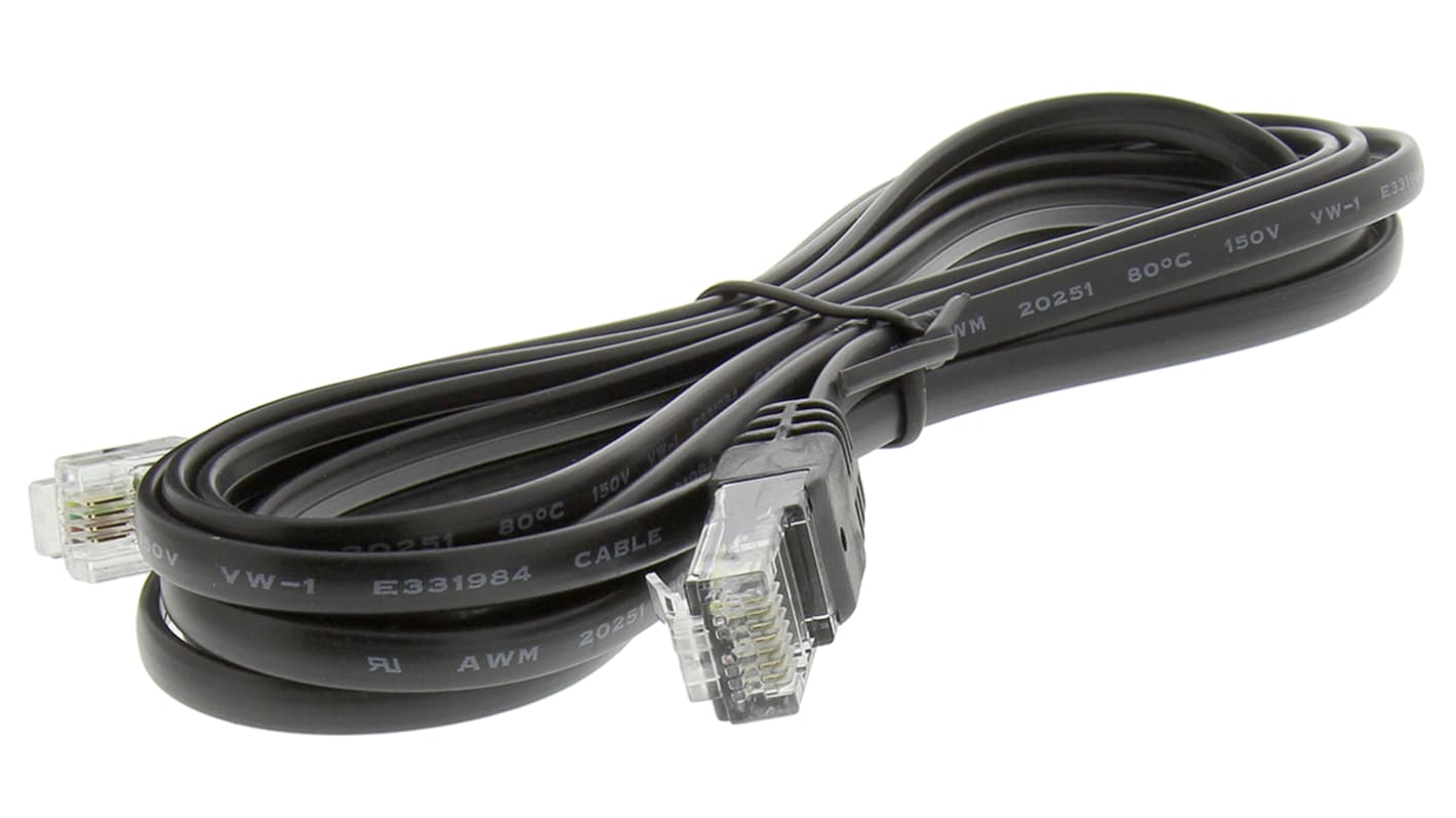 Decelect, 3m Cat5, Black RJ11 to Male RJ45 Male, Terminated