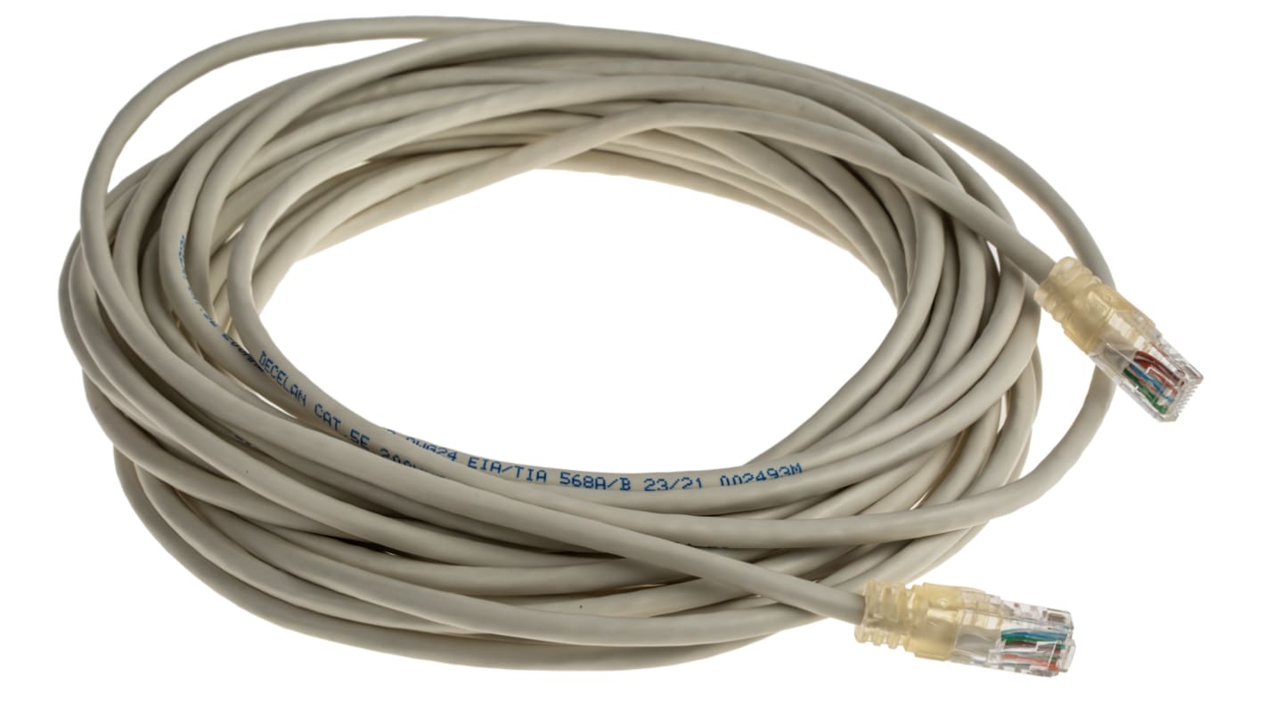 Decelect, 10m Cat5 RJ45 to Male RJ45 Male, U/UTPUnshielded, Terminated PVC Sheath