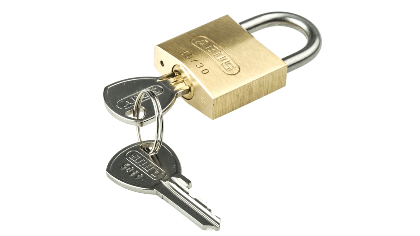 ABUS Key Weatherproof Brass, Stainless Steel Weatherproof Padlock, Keyed Alike, 5mm Shackle, 30mm Body