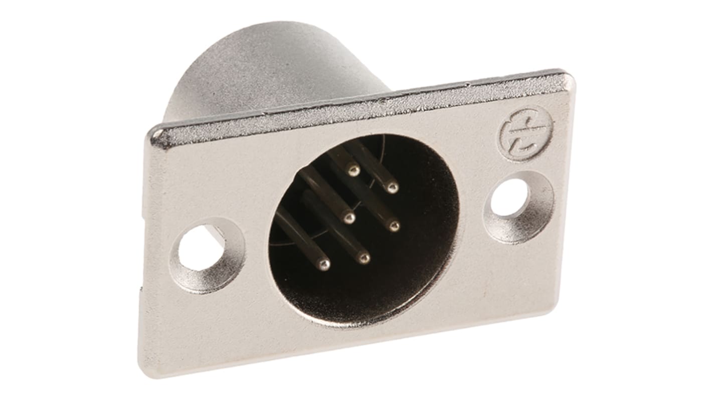 Neutrik 6芯卡侬头公插, 面板安装, 50 V, 7.5A, 直向