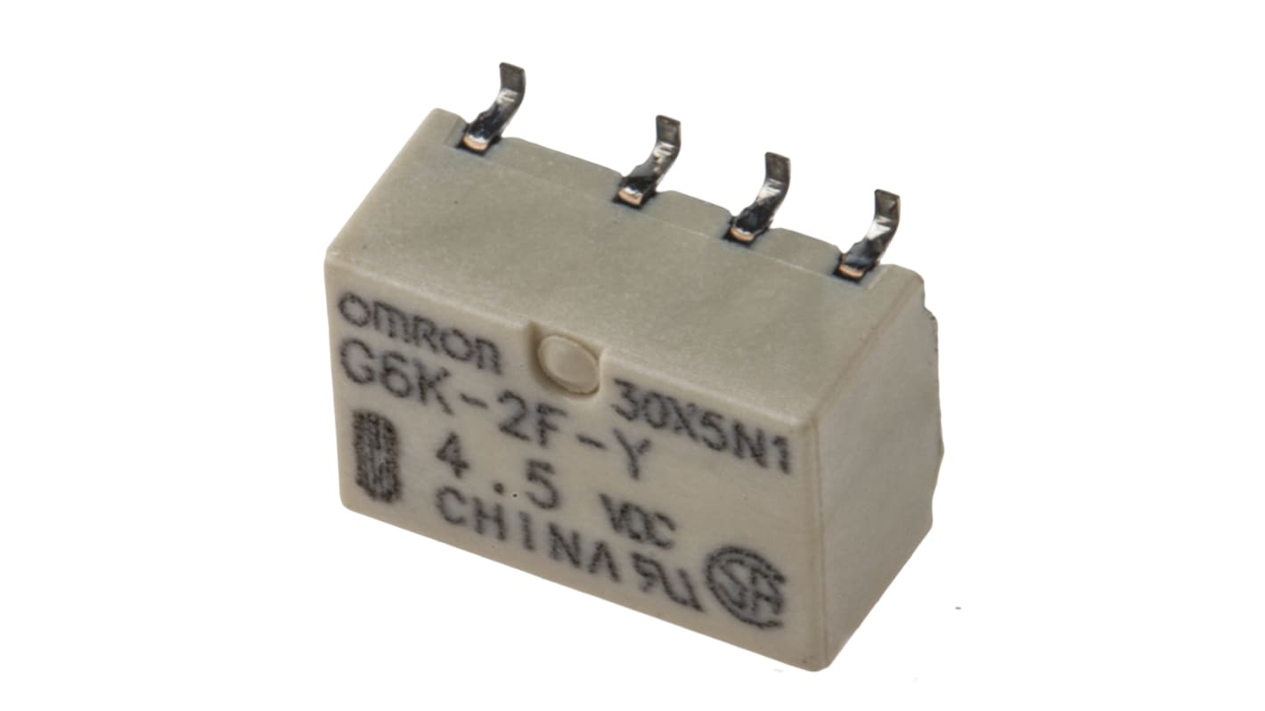 Omron PCB Mount Signal Relay, 4.5V dc Coil, 1A Switching Current, DPDT