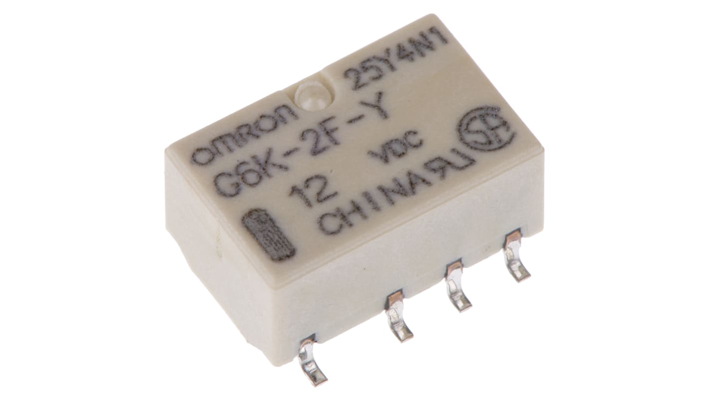 Omron Surface Mount Signal Relay, 12V dc Coil, 1A Switching Current, DPDT
