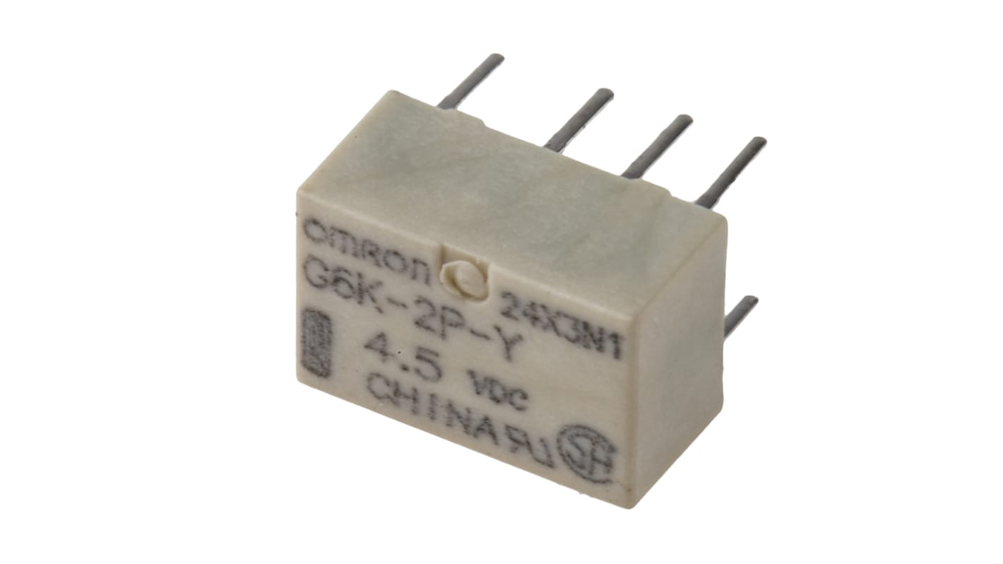 Omron HFD4 Signalrelais Printrelais, 4.5V dc Spule, 2-poliger Wechsler, 1A, 125V ac / 60V dc, Leiterplattenstift