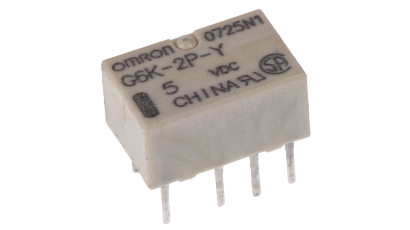 Omron PCB Mount Signal Relay, 5V dc Coil, 1A Switching Current, DPDT