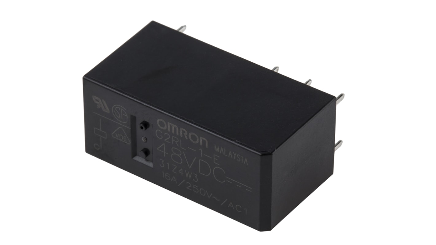 Omron G2RL Monostabiles Relais 48V dc Spule 1-poliger Wechsler Printrelais 16A 5,358 kΩ