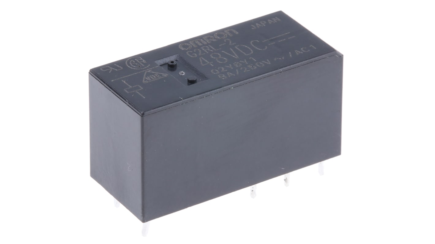 Omron PCB Mount Power Relay, 48V dc Coil, 8A Switching Current, DPDT