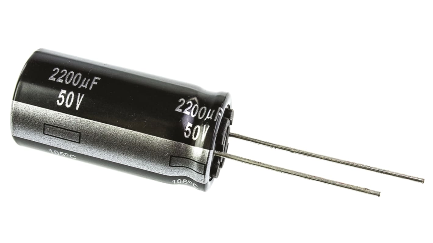 Panasonic 2200μF Aluminium Electrolytic Capacitor 50V dc, Radial, Through Hole - ECA1HHG222