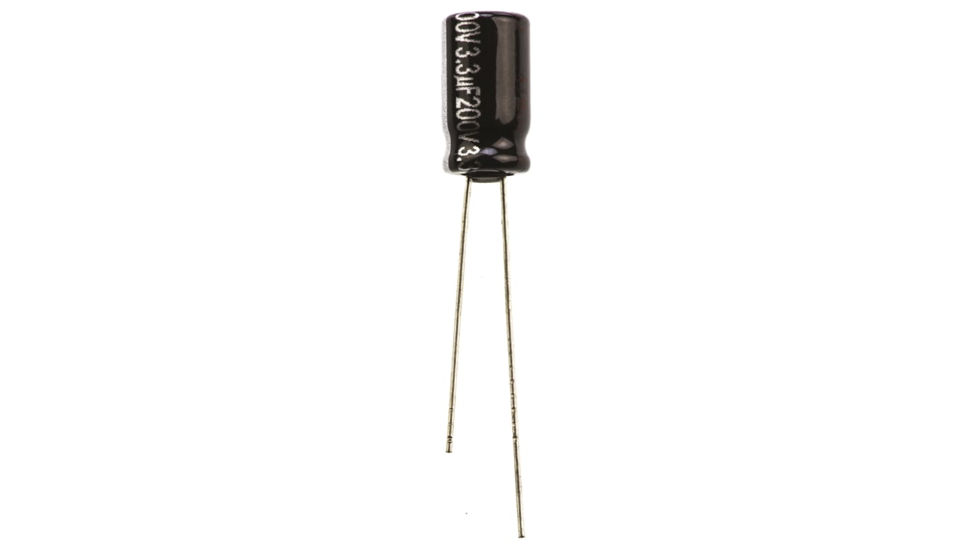 Panasonic 3.3μF Aluminium Electrolytic Capacitor 200V dc, Through Hole - ECA2DHG3R3