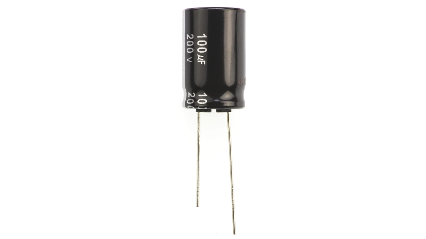Panasonic 100μF Aluminium Electrolytic Capacitor 200V dc, Radial, Through Hole - ECA2DHG101