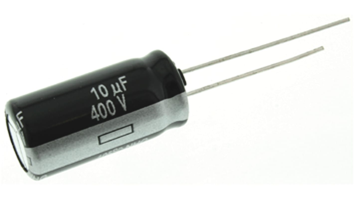 Condensatore Panasonic, serie NHG, 10μF, 400V cc, ±20%, +105°C, Radiale, Foro passante