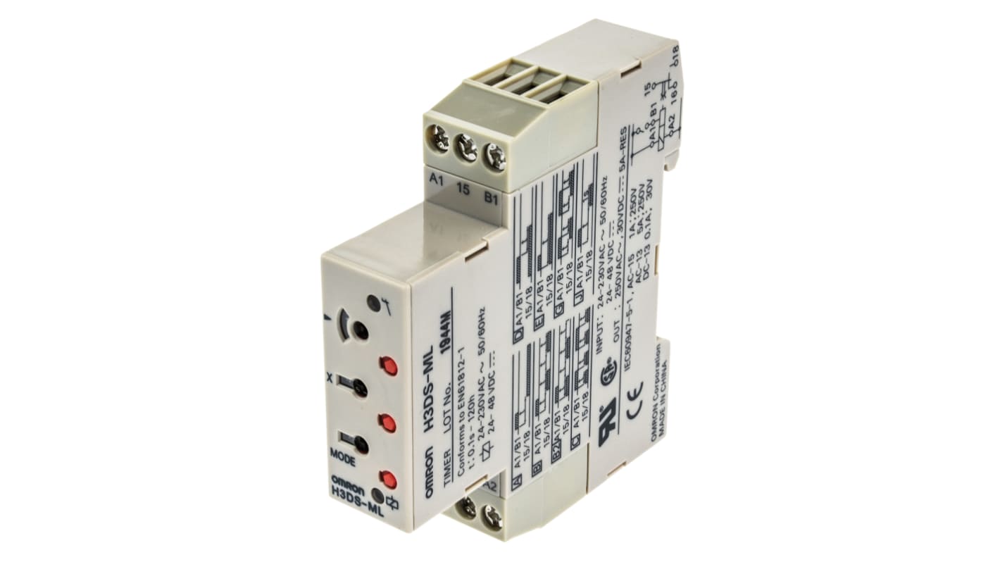 Omron EF7616. Series DIN Rail Mount Timer Relay, 24 → 230 V ac, 24 → 48V dc, 1-Contact, 0.1 s →