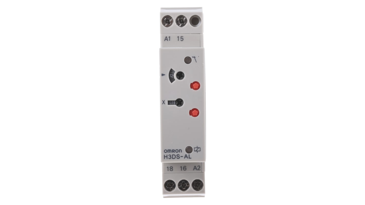 Omron H3DS Series DIN Rail Mount Timer Relay, 24 → 230 V ac, 24 → 48V dc, 1-Contact, 0.1 s → 120h,
