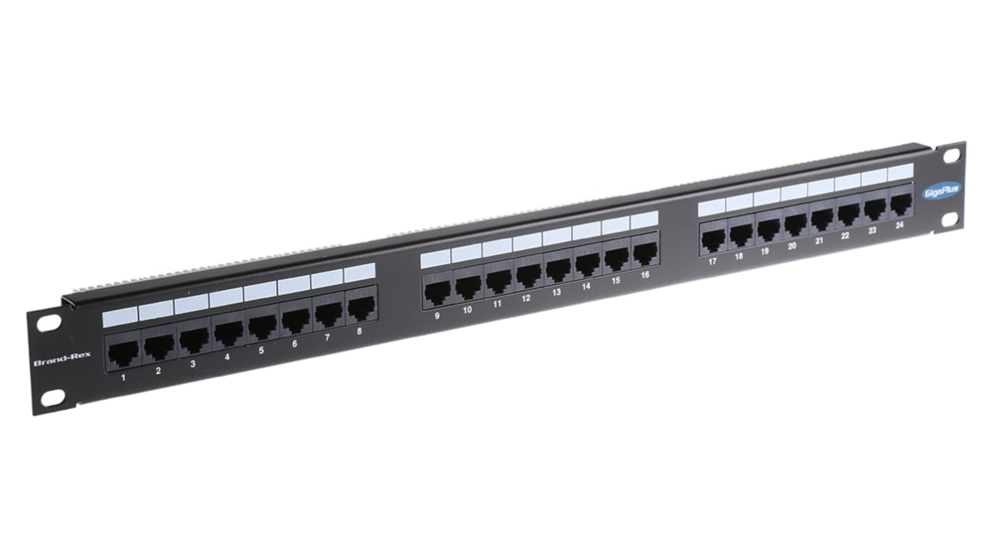 Brand-Rex 超五类24口LSA配线架, RJ45接口, 非屏蔽双绞线 (UTP), 1U, 黑色, GigaPlus系列