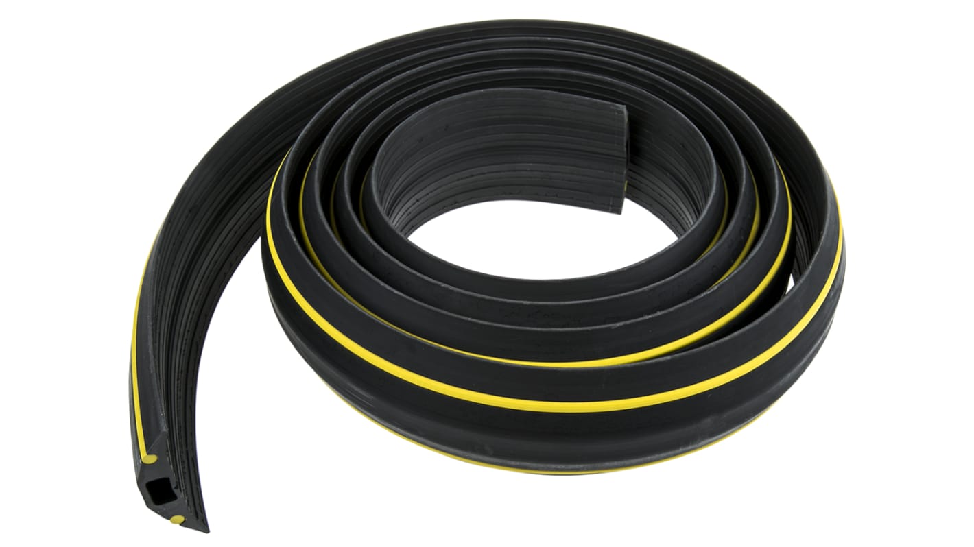 RS PRO 3m Black/Yellow Cable Cover in Rubber, 14mm Inside dia.