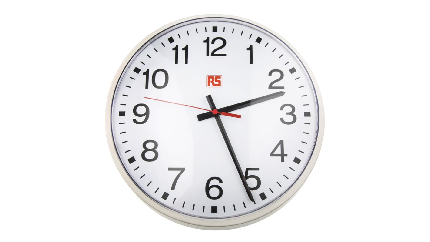 RS PRO White Analog Wall Clock, 320mm Diameter