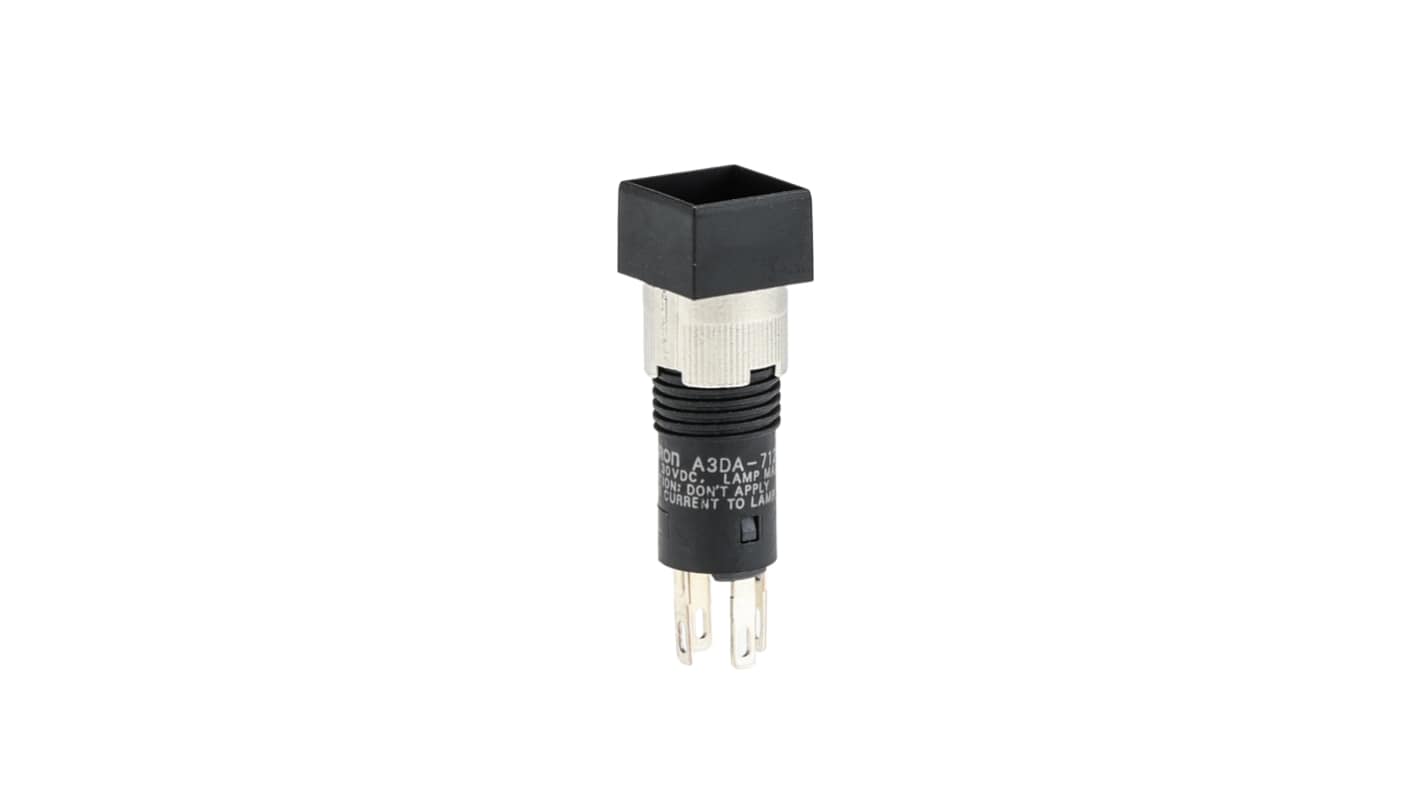 Omron 带灯按钮开关, Φ8mm开孔, 面板安装, 闭锁操作正方形, 单刀单掷, IP40, A3D系列