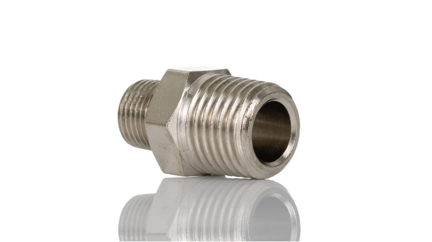 Legris LF3000 Series Straight Threaded Adaptor, R 1/8 Male to R 1/4 Male, Threaded Connection Style