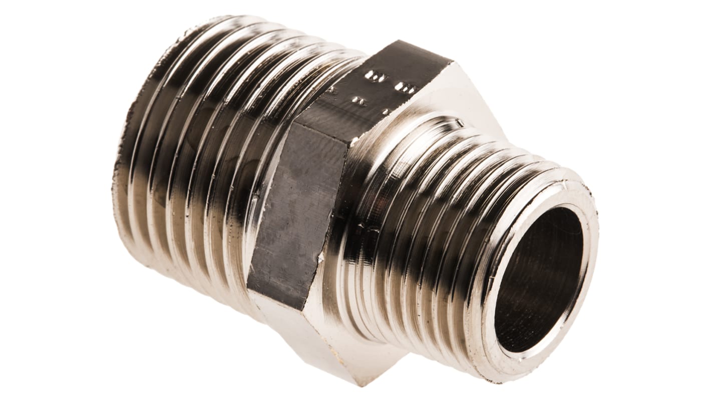 Legris LF3000 Series Straight Threaded Adaptor, R 3/8 Male to R 1/2 Male, Threaded Connection Style