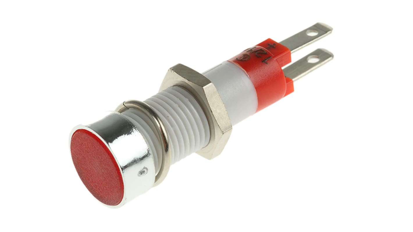 Signal Construct Red Panel Mount Indicator, 12 → 14V, 8mm Mounting Hole Size