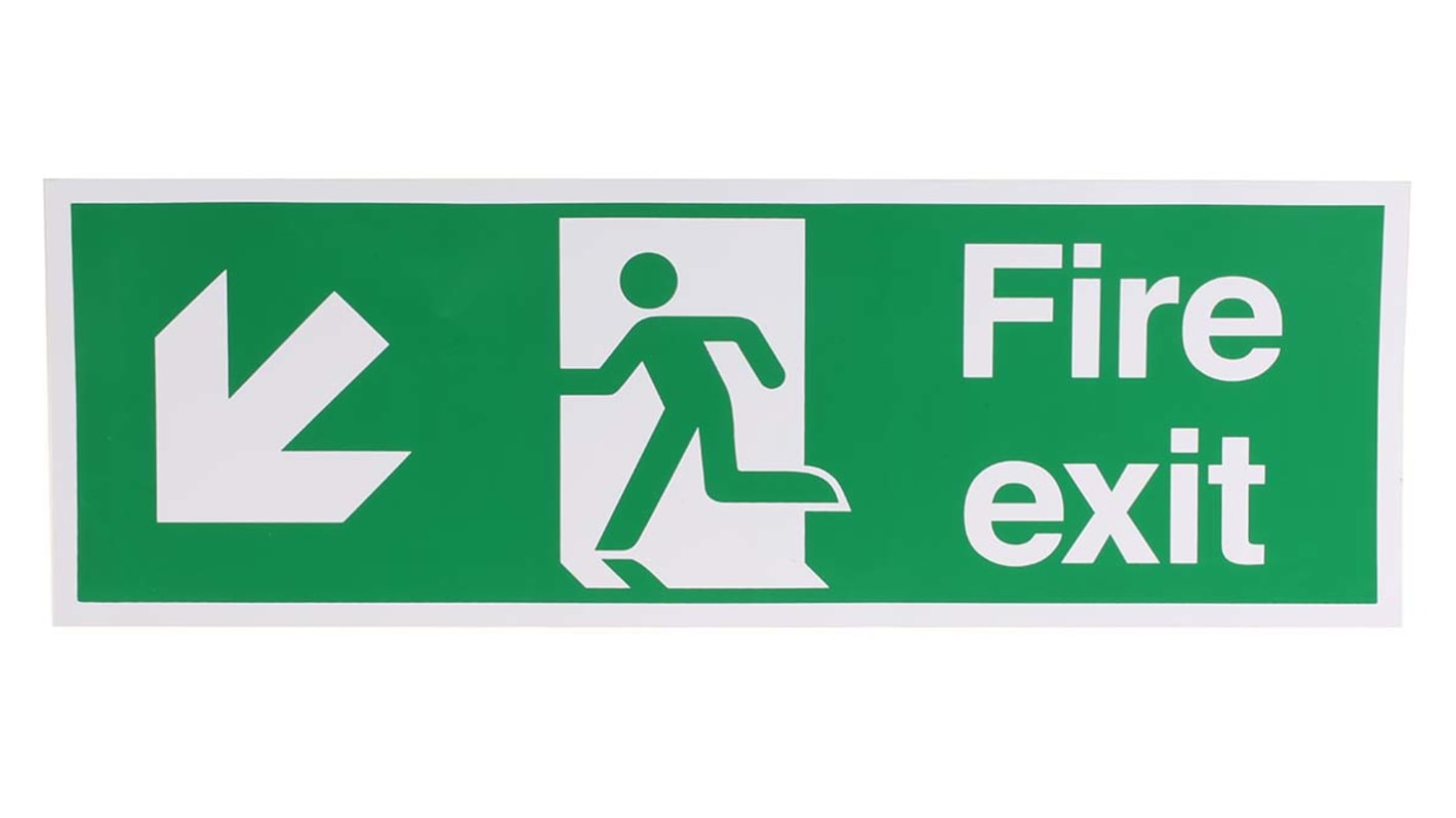 出口標識 RS PRO Fire Exit 英語語 ビニール 緑/白 450mm ラベル x 150 mm