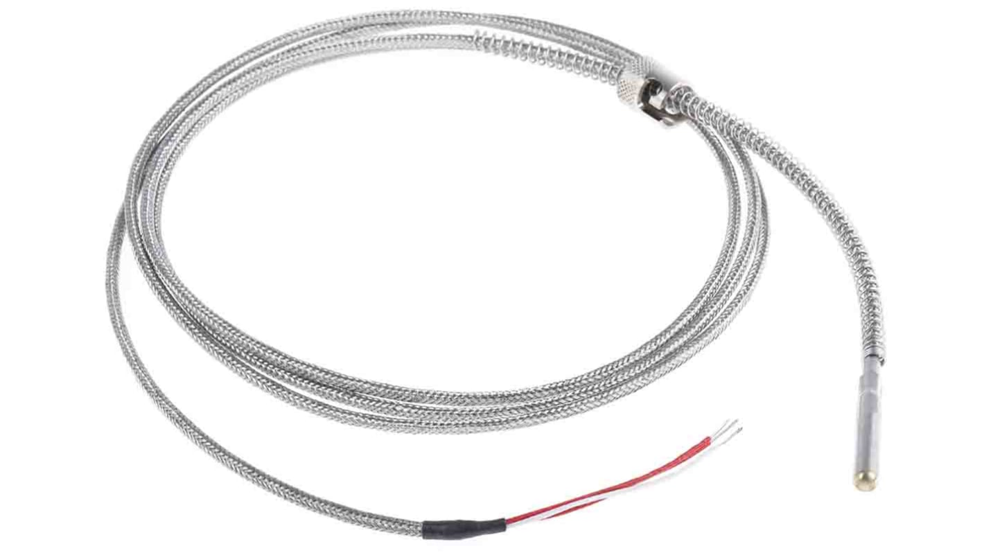 Sensor RTD PT100 RS PRO de 3 hilos, sonda: Ø 6mm, long. 35mm, cable de 2m, temp. -50°C → +250°C