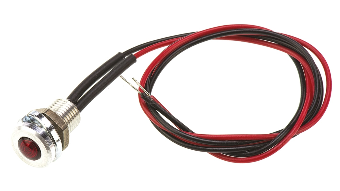 Indicatore da pannello Oxley Rosso  a LED, 24V ca, IP66, A filo, foro da 6.4mm