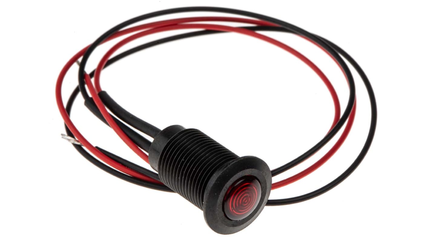 Oxley Red Panel Mount Indicator, 230V ac, 10.2mm Mounting Hole Size, Lead Wires Termination, IP66