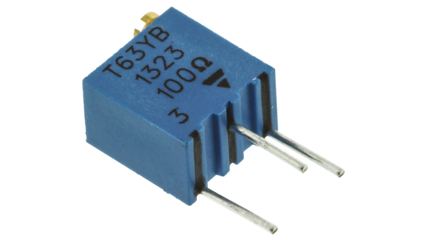 100Ω, Through Hole Trimmer Potentiometer 0.25W Top Adjust Vishay, T63